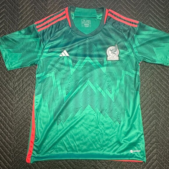 Adidas Men's Medium Slim Fit Mexico Aeroready Jersey Green / Red - Picture 1 of 7